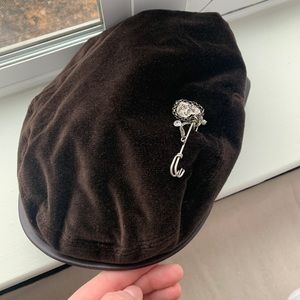 Juicy Couture Brown Velvet Pageboy Hat